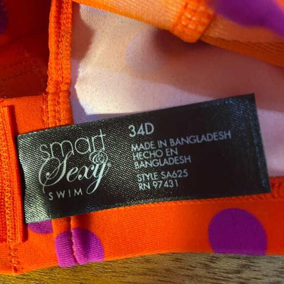 **Smart & Sexy** Women's Plus-Size Long Lined Underwire Swim Bikini Top. 34D - Picture 6 of 6